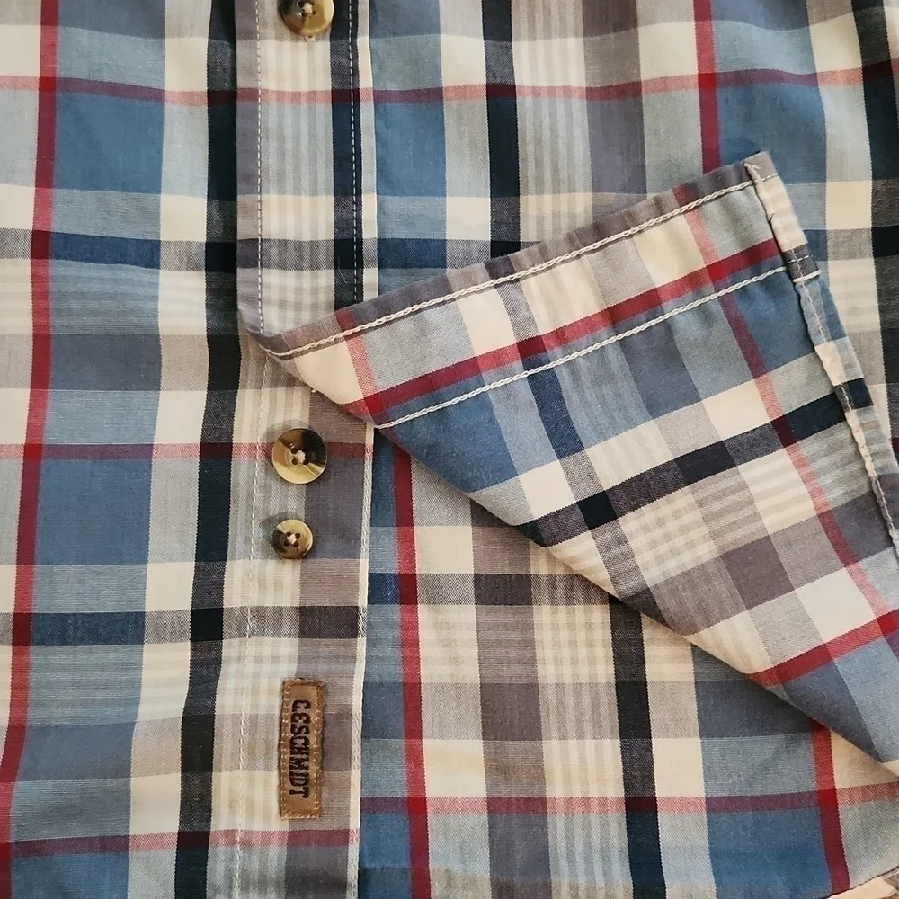 C.e. Schmidt Workwear Blue & Red Plaid Button-Up Shirt - Picture 3 of 6